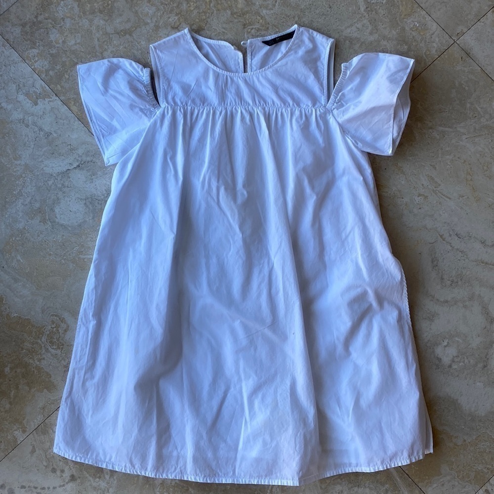 Zara Basic Collection White Off the Shoulder Romper Dress w/ pockets - S